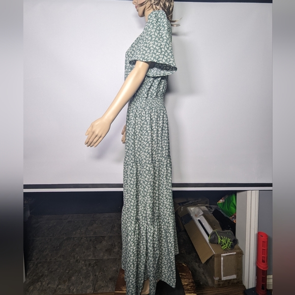 NEW Pretty Garden Womens Casual Long Summer Dress Boho Floral Sz XL green - Picture 3 of 3